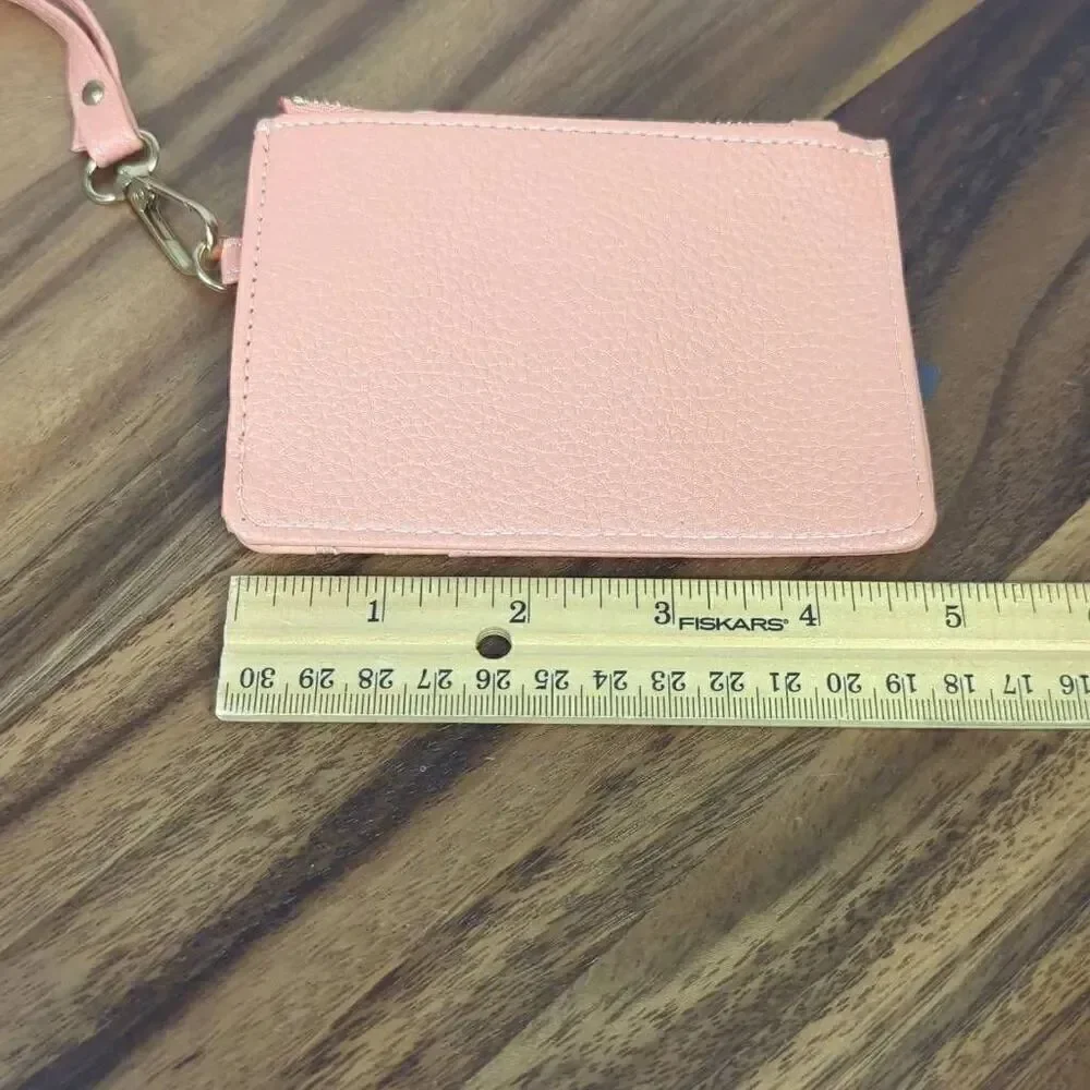 Sienna Mae Womens Blakely Pebble Vegan Leather Card ID Holder Wristlet Peach New